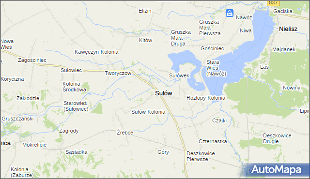 mapa Sułów powiat zamojski, Sułów powiat zamojski na mapie Targeo