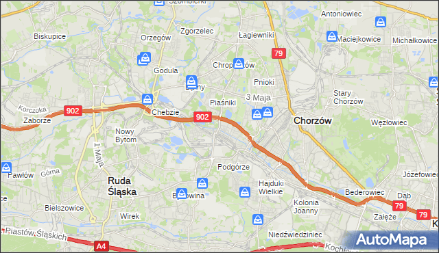 mapa Świętochłowice, Świętochłowice na mapie Targeo