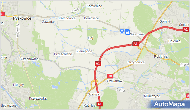 mapa Świętoszowice, Świętoszowice na mapie Targeo