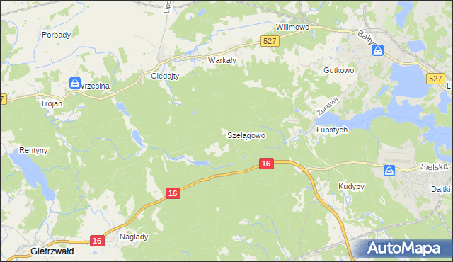 mapa Szelągowo, Szelągowo na mapie Targeo