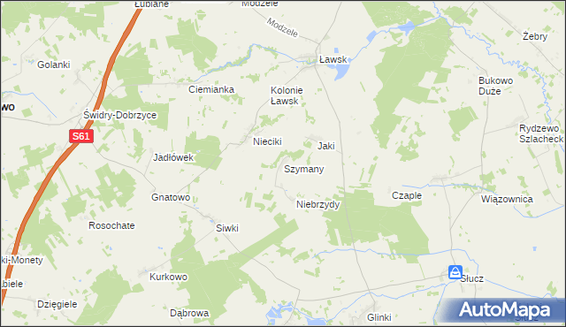 mapa Szymany gmina Wąsosz, Szymany gmina Wąsosz na mapie Targeo