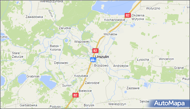 mapa Urszulin powiat włodawski, Urszulin powiat włodawski na mapie Targeo