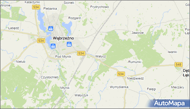 mapa Wałycz, Wałycz na mapie Targeo