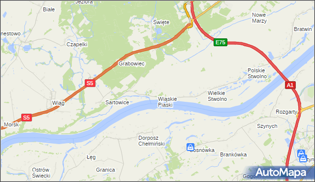 mapa Wiąskie Piaski, Wiąskie Piaski na mapie Targeo