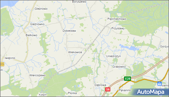 mapa Wiekowo gmina Darłowo, Wiekowo gmina Darłowo na mapie Targeo