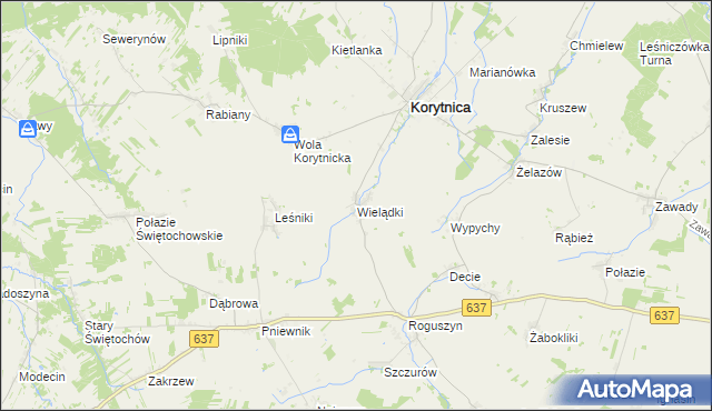 mapa Wielądki, Wielądki na mapie Targeo