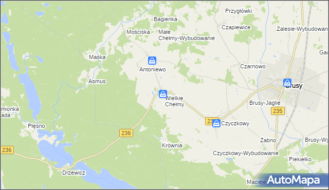 mapa Wielkie Chełmy, Wielkie Chełmy na mapie Targeo