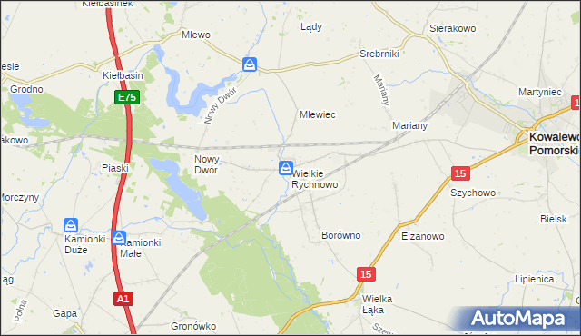 mapa Wielkie Rychnowo, Wielkie Rychnowo na mapie Targeo