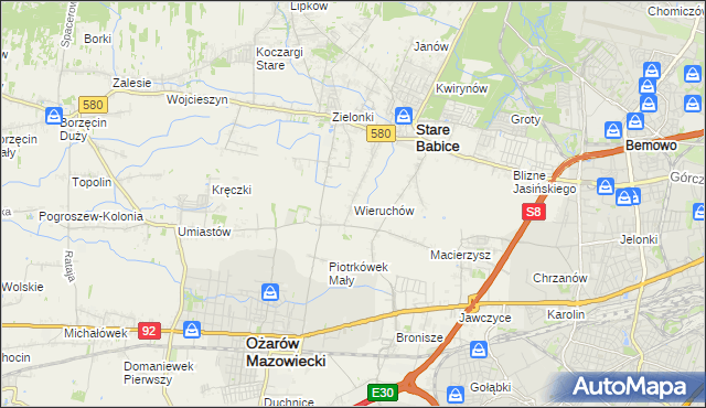 mapa Wieruchów, Wieruchów na mapie Targeo