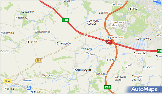 mapa Wilczyce gmina Krotoszyce, Wilczyce gmina Krotoszyce na mapie Targeo