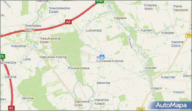 mapa Wola Cyrusowa-Kolonia, Wola Cyrusowa-Kolonia na mapie Targeo