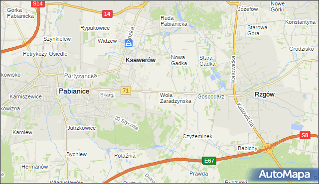 mapa Wola Zaradzyńska, Wola Zaradzyńska na mapie Targeo