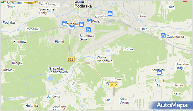 mapa Wólka Plebańska gmina Biała Podlaska, Wólka Plebańska gmina Biała Podlaska na mapie Targeo