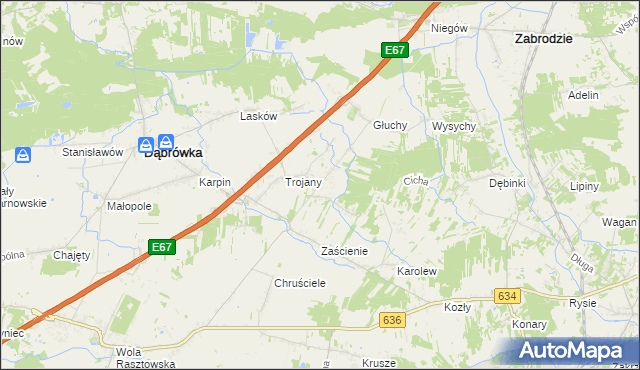 mapa Wszebory gmina Dąbrówka, Wszebory gmina Dąbrówka na mapie Targeo