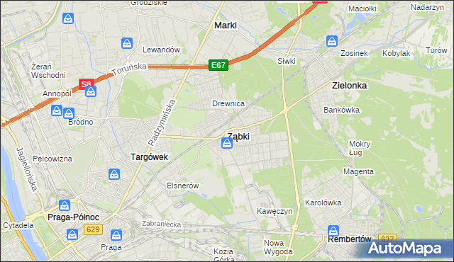 mapa Ząbki powiat wołomiński, Ząbki powiat wołomiński na mapie Targeo