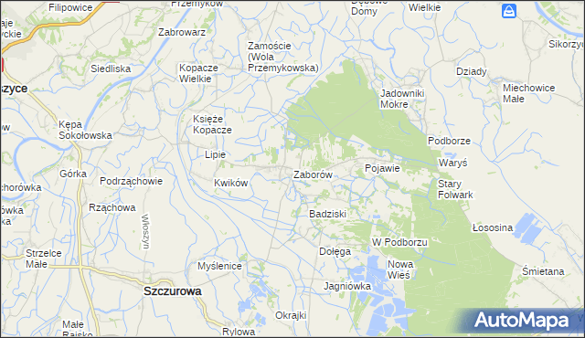 mapa Zaborów gmina Szczurowa, Zaborów gmina Szczurowa na mapie Targeo