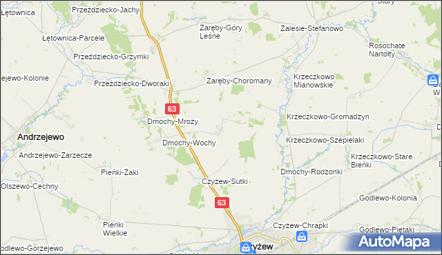 mapa Zaręby-Bindugi, Zaręby-Bindugi na mapie Targeo