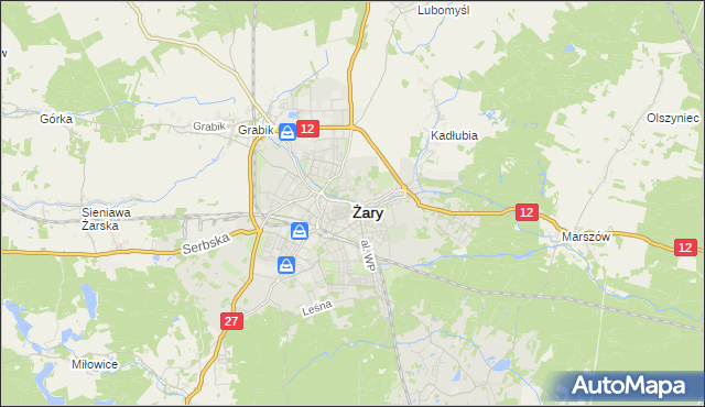 mapa Żary, Żary na mapie Targeo