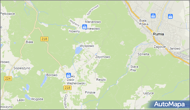 mapa Zbychowo, Zbychowo na mapie Targeo