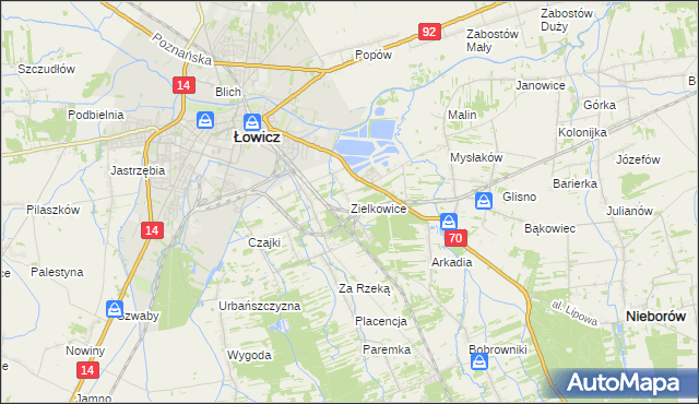mapa Zielkowice, Zielkowice na mapie Targeo
