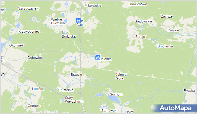 mapa Zielonka gmina Cekcyn, Zielonka gmina Cekcyn na mapie Targeo