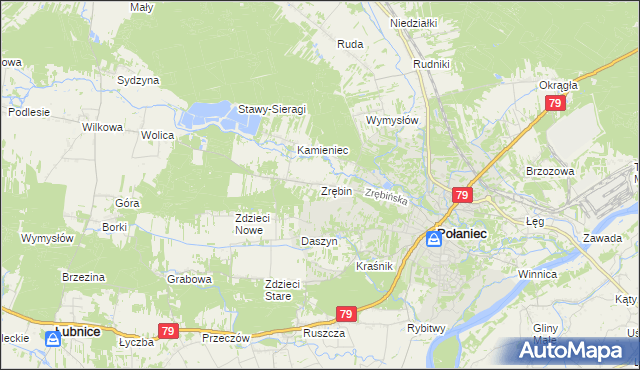 mapa Zrębin, Zrębin na mapie Targeo