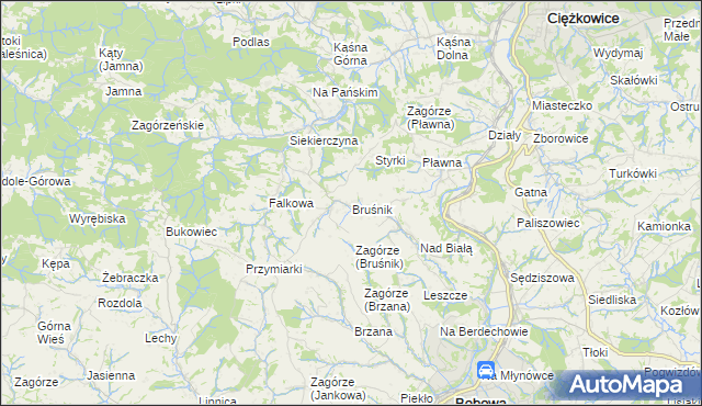 mapa Bruśnik, Bruśnik na mapie Targeo