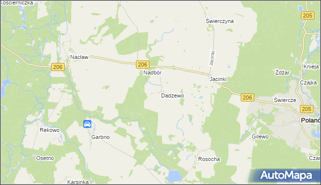 mapa Dadzewo, Dadzewo na mapie Targeo