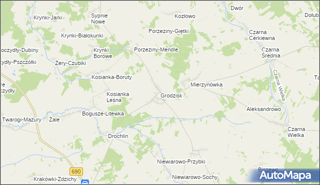 mapa Grodzisk powiat siemiatycki, Grodzisk powiat siemiatycki na mapie Targeo