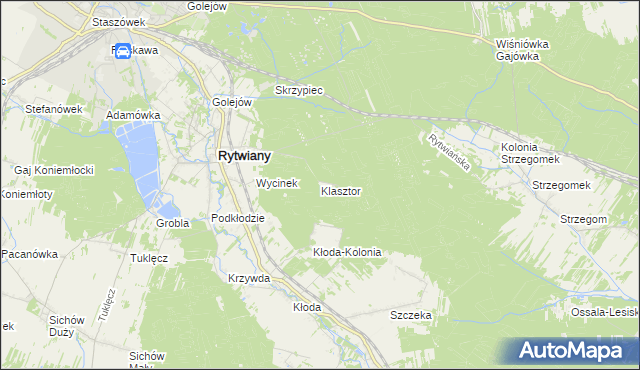 mapa Klasztor gmina Rytwiany, Klasztor gmina Rytwiany na mapie Targeo