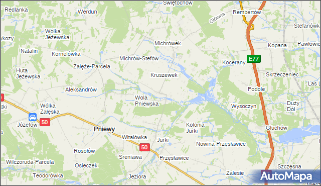 mapa Kruszew gmina Pniewy, Kruszew gmina Pniewy na mapie Targeo