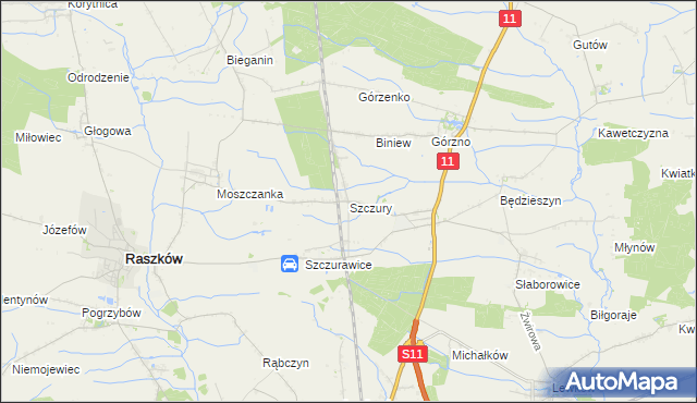 mapa Szczury, Szczury na mapie Targeo