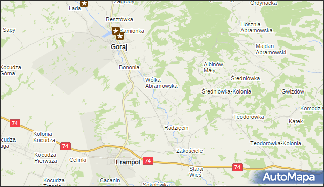 mapa Abramów gmina Goraj, Abramów gmina Goraj na mapie Targeo