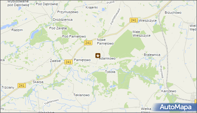 mapa Adamkowo, Adamkowo na mapie Targeo
