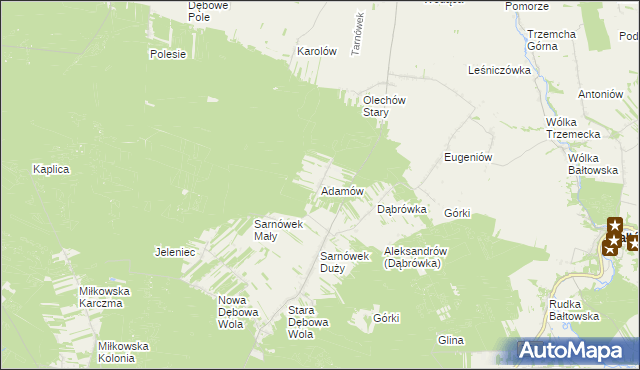 mapa Adamów gmina Sienno, Adamów gmina Sienno na mapie Targeo