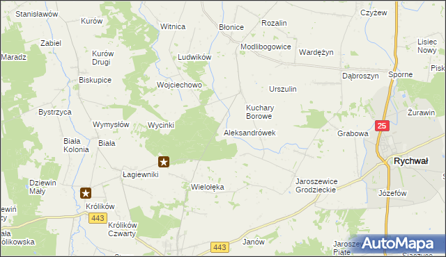 mapa Aleksandrówek gmina Grodziec, Aleksandrówek gmina Grodziec na mapie Targeo