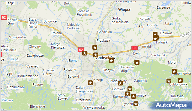 mapa Andrychów, Andrychów na mapie Targeo
