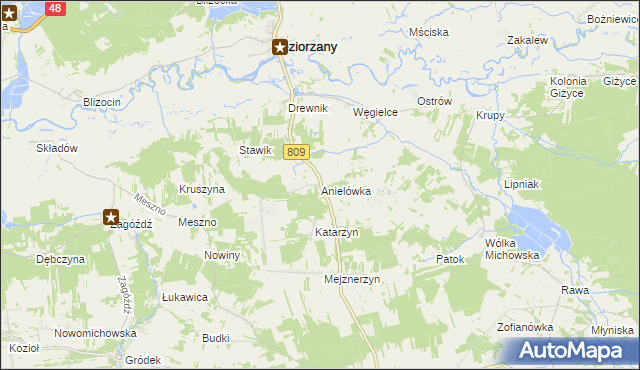mapa Anielówka gmina Michów, Anielówka gmina Michów na mapie Targeo