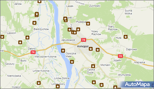 mapa Annopol powiat kraśnicki, Annopol powiat kraśnicki na mapie Targeo