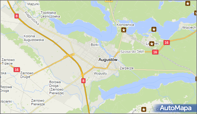 mapa Augustów, Augustów na mapie Targeo