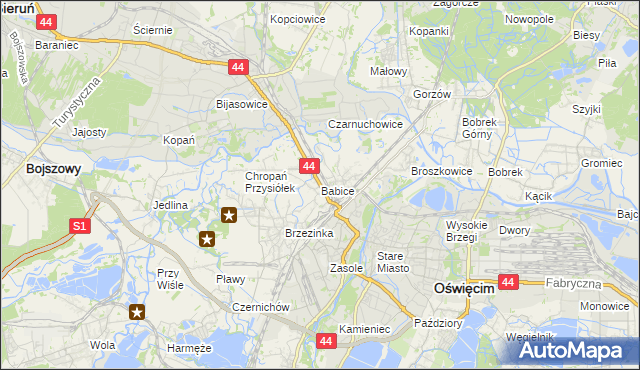 mapa Babice gmina Oświęcim, Babice gmina Oświęcim na mapie Targeo