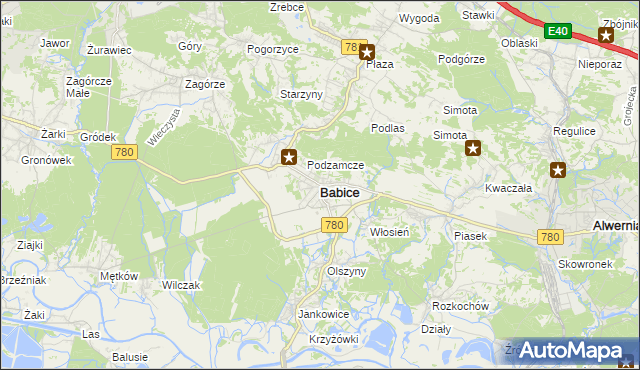 mapa Babice powiat chrzanowski, Babice powiat chrzanowski na mapie Targeo