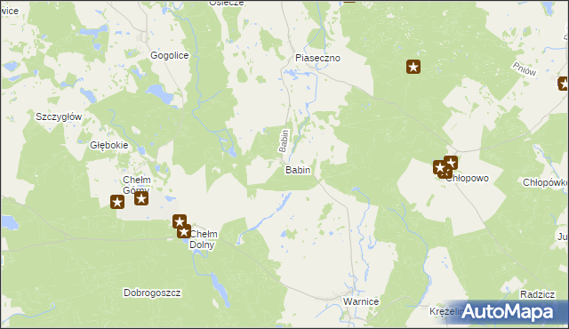 mapa Babin gmina Trzcińsko-Zdrój, Babin gmina Trzcińsko-Zdrój na mapie Targeo