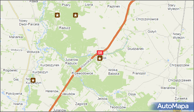 mapa Babsk gmina Biała Rawska, Babsk gmina Biała Rawska na mapie Targeo