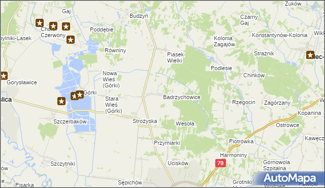 mapa Badrzychowice, Badrzychowice na mapie Targeo