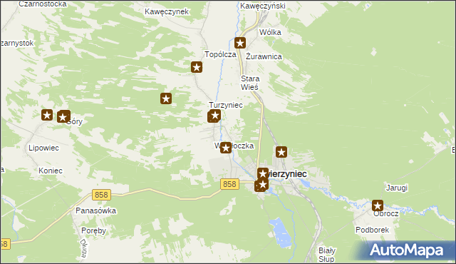 mapa Bagno gmina Zwierzyniec, Bagno gmina Zwierzyniec na mapie Targeo