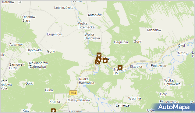 mapa Bałtów powiat ostrowiecki, Bałtów powiat ostrowiecki na mapie Targeo