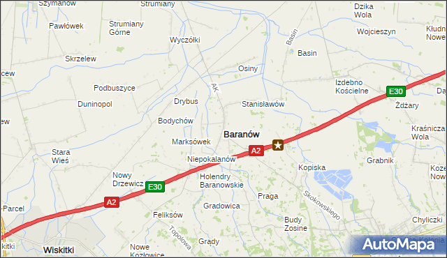 mapa Baranów powiat grodziski, Baranów powiat grodziski na mapie Targeo