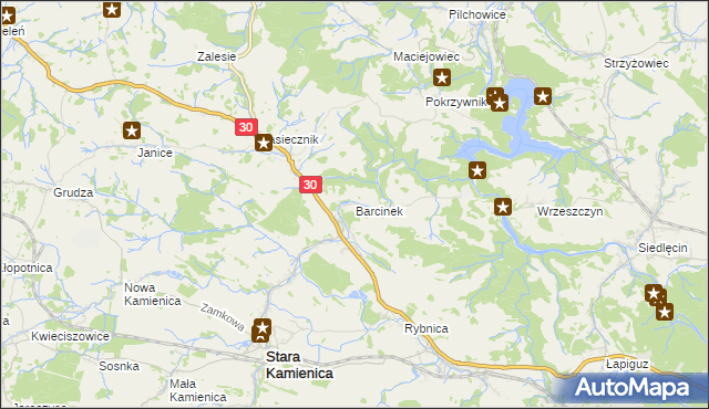 mapa Barcinek, Barcinek na mapie Targeo