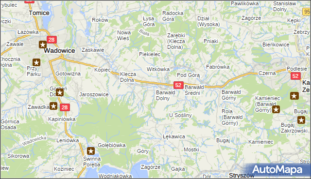 mapa Barwałd Dolny, Barwałd Dolny na mapie Targeo
